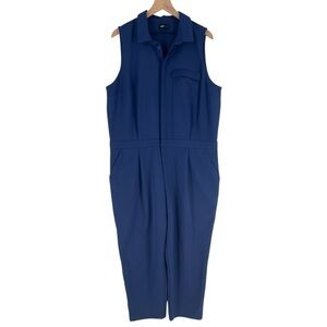 ASOS Stretch Blue Sleeveless Collared Tapered Leg Utility Jumpsuit Size‎ 14
